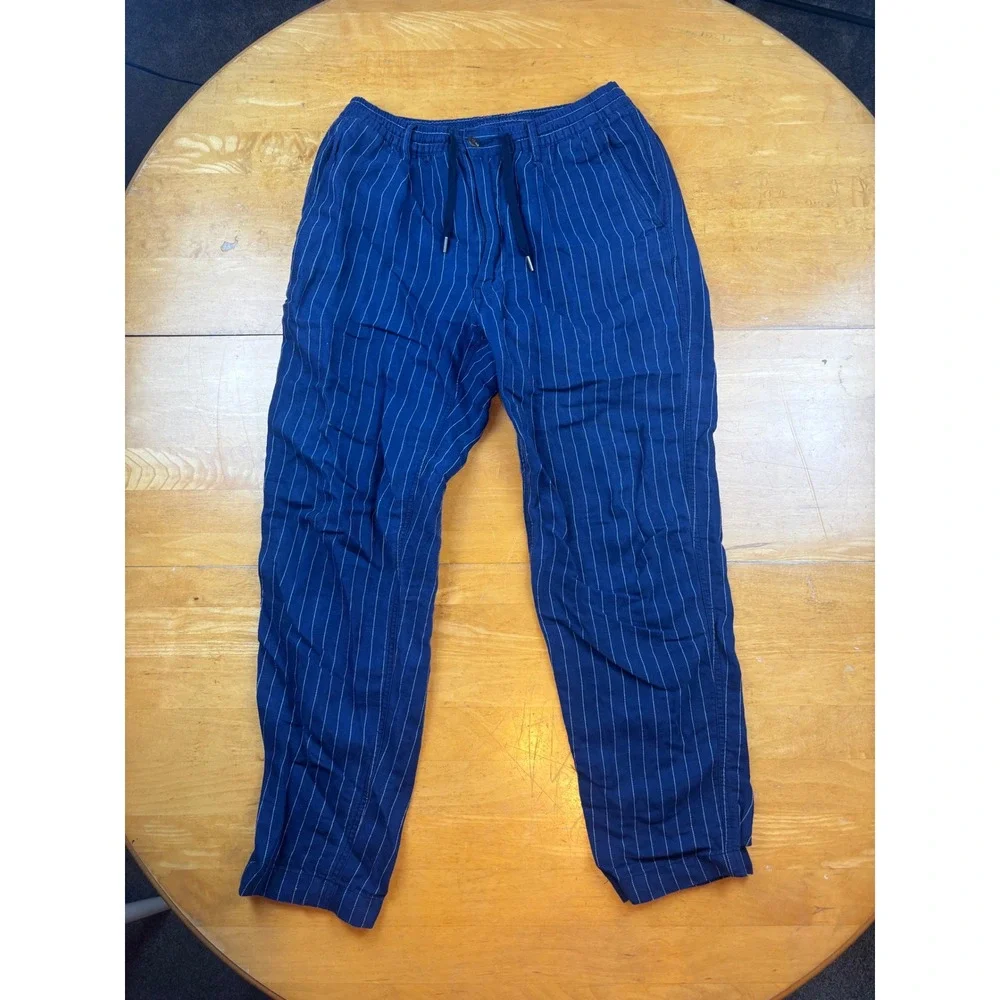 Polo Ralph Lauren Mens Tailored Slim Fit Pinstripe Linen Blend Drawstring Pants